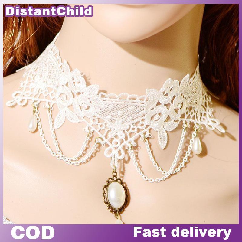 DSTH สร้อยคอลูกไม้สีดําผู้หญิงสาวพู่เซ็กซี่ลูกไม้ Choker สร้อยข้อมืออเนกประสงค์เครื่องประดับฮาโลวีน 