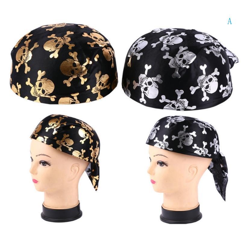 Hold Hiphop Style Turban Girl Sunproof Headscarf Punk Heads Kerchief พร้อม Skull พิมพ์