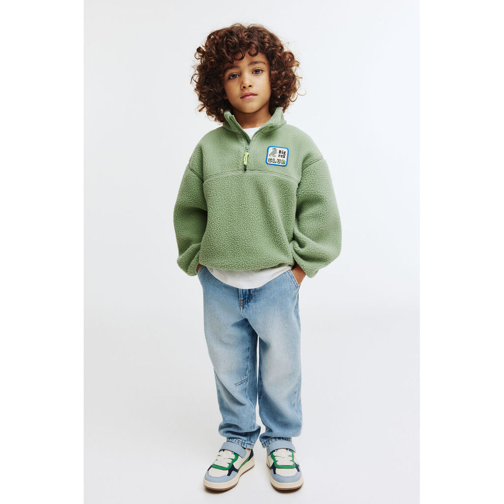 H&M(เอชแอนด์เอ็ม) เสื้อสเวตเตอร์เท็ดดี้ซิปด้านบน Boys Zip-top teddy sweatshirt 1315502_1