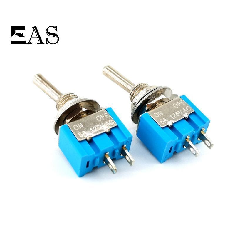[EA] 10 ชิ้น DPDT Mini Toggle Switch 2pin 2 ตําแหน่งเปิด/ปิดสวิตช์สลับขนาดเล็ก 6A 125V สวิตช์สลับ, 6