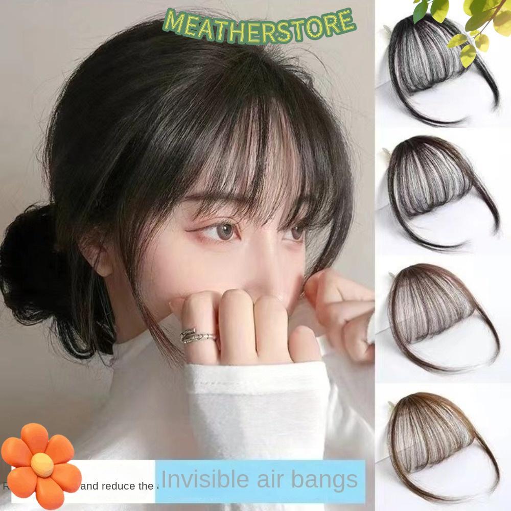 KEATHS Air Bangs Hairpiece, สีดําสีน้ําตาลสังเคราะห์ Mini Fake Bangs, สําหรับเด็กผู้หญิงผู้หญิง Hair
