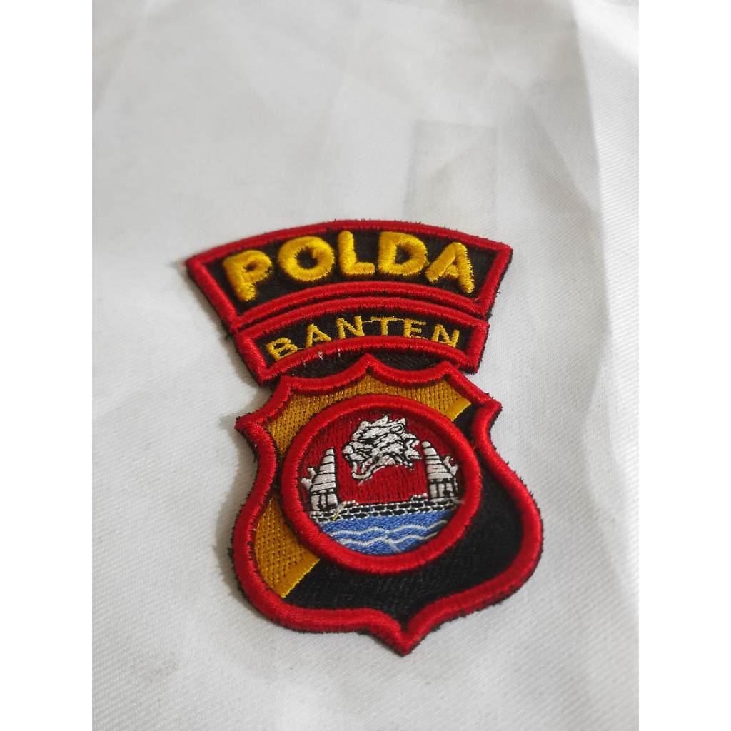โลโก้นูน Bet POLDA Banten คอมพิวเตอร์เย็บปักถักร้อย 11x6 ซม. Patch Uniform เย็บปักถักร้อย klt