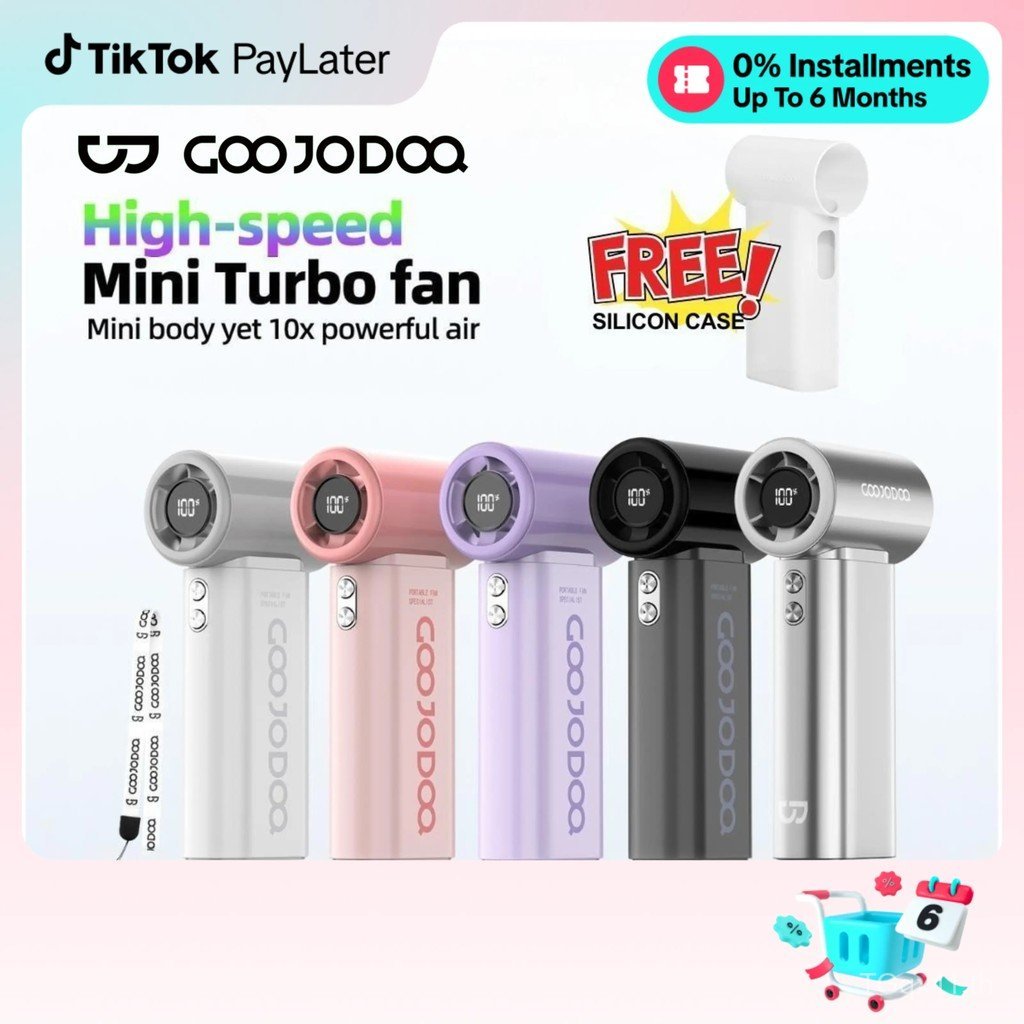 [ร้านค้าอย่างเป็นทางการ] GOOJODOQ GFS007 พัดลมมือถือแบบพกพาเทอร์โบความเร็วสูง |   จอแสดงผลแบตเตอรี่ 