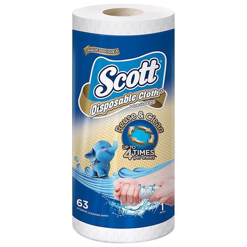 สก็อตต์กระดาษอเนกประสงค์เสมือนผ้าขนาด 1ม้วน Scott Disposable Cloth-like Wipe 1Roll