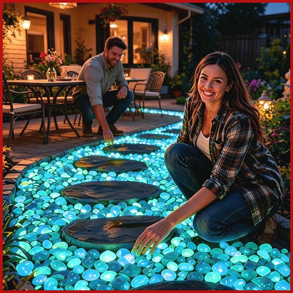 Pebbles 200 ชิ้นกลางแจ้งภูมิทัศน์หินเรืองแสงเรืองแสง Stepping Pebbles สําหรับทางเดิน Yard Backyard P