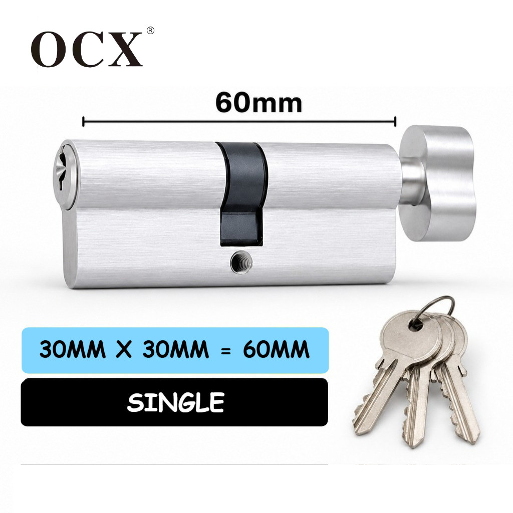 OCX 60 มม.ล็อคกระบอกสูบ Euro Profile ประตูล็อคกระบอกเปลี่ยนพร้อมปุ่ม KL-60-S
