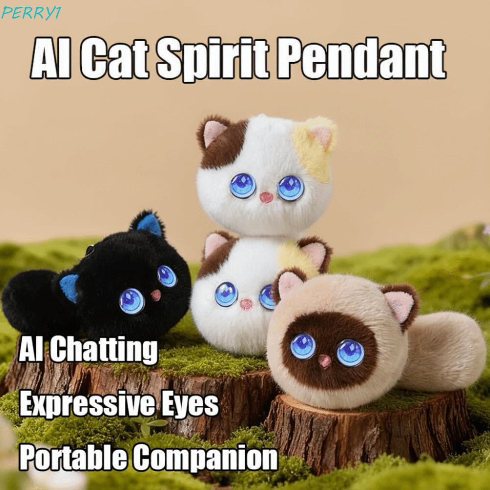 PERRY AI Cat Spirit Pendant, Personal Companion Winking Interaction AI Cat Plush Toy, AI Continous R