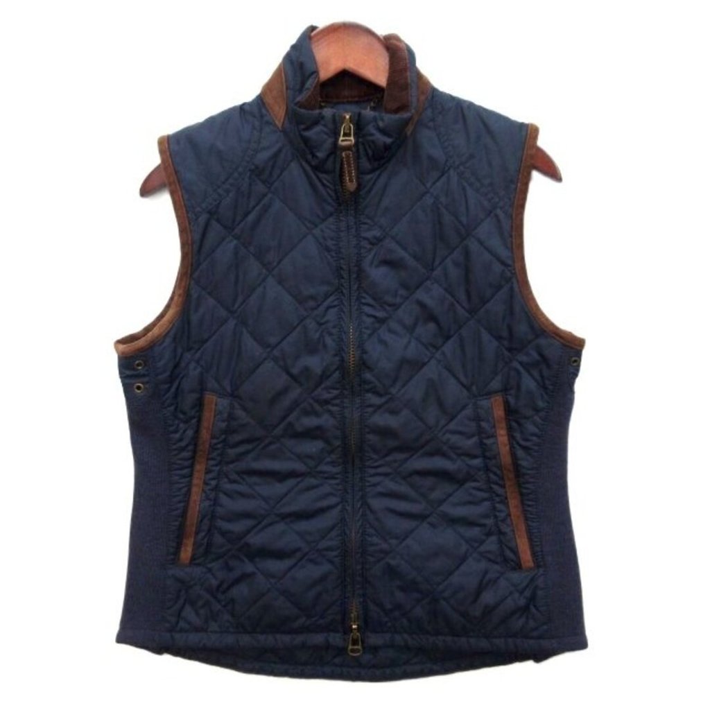 Ralph Lauren Vest Quilting Suede navy Direct from Japan Secondhand