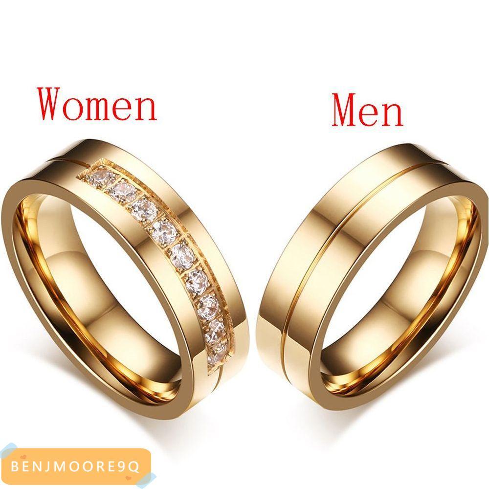 BENJMOORE9Q 18K Gold Plated Women Men AAA CZ Love Stainless Steel