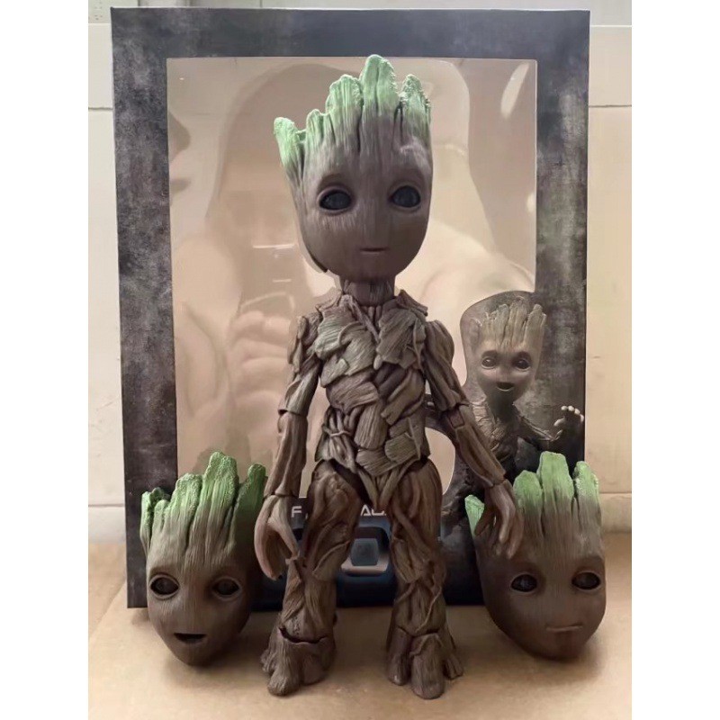 Marvel Guardians of the Galaxy Groot Action Figure - Articulated Baby Groot พร้อมอะไหล่ Swap-Face