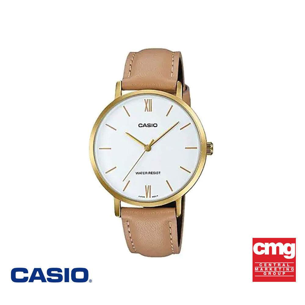 CASIO นาฬิกาข้อมือ CASIO รุ่น LTP-VT01GL-7BUDF สายหนัง สีขาว