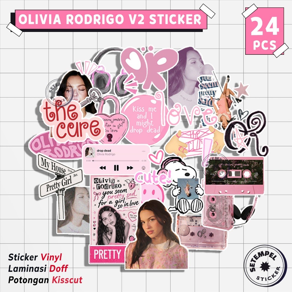 OLIVIA RODRIGO V2 สติ๊กเกอร์แพ็ค 24 ชิ้น | Olivia rodrigo ไวนิล AMR สติ๊กเกอร์