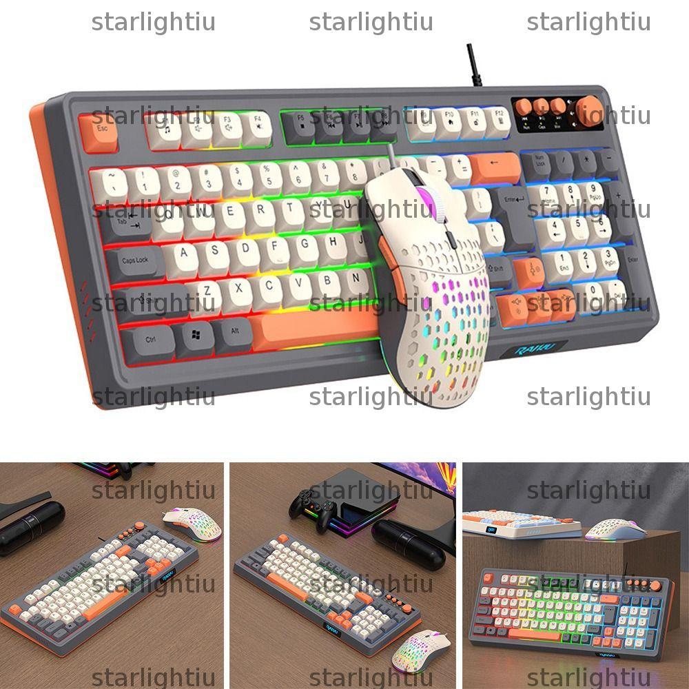 ESTHER RAID T98 คีย์บอร์ด, คีย์บอร์ดเมาส์ชุด, สีรุ้ง 98 เค้าโครงกุญแจการเชื่อมต่อ USB เกมคีย์บอร์ดแบ