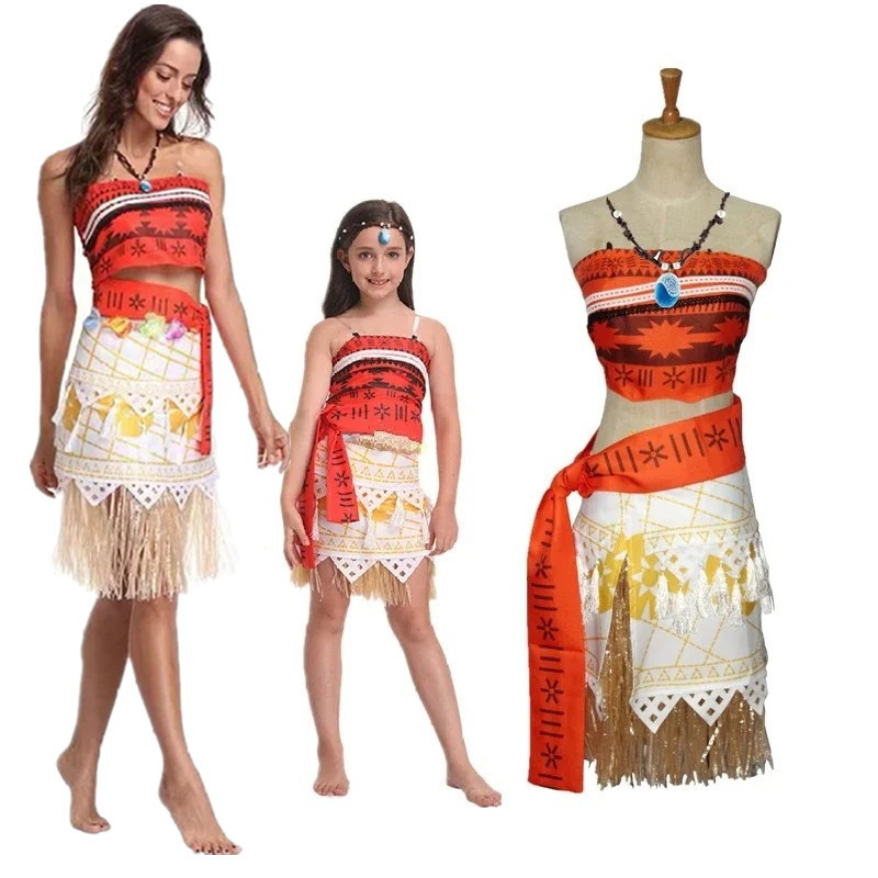 Ocean Romance Dress moana เครื่องแต่งกาย moana ชุดเจ้าหญิง moana ชุดฮูลาฮูปคอสเพลย์ Stage Suit