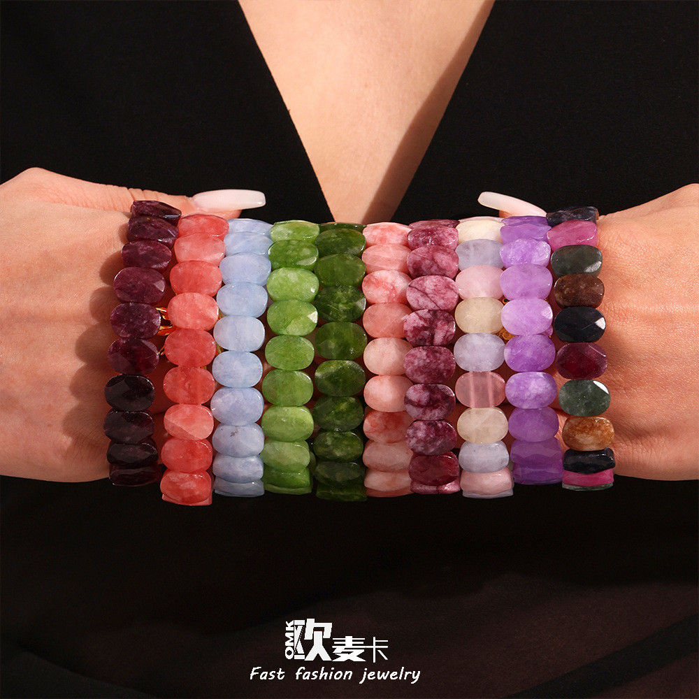 Omaka สร้อยข้อมือทำจากหินธรรมชาติคุณภาพสูง มีรอยเปื้อน สไตล์เรียบหรู เหมาะสำหรับผู้หญิง