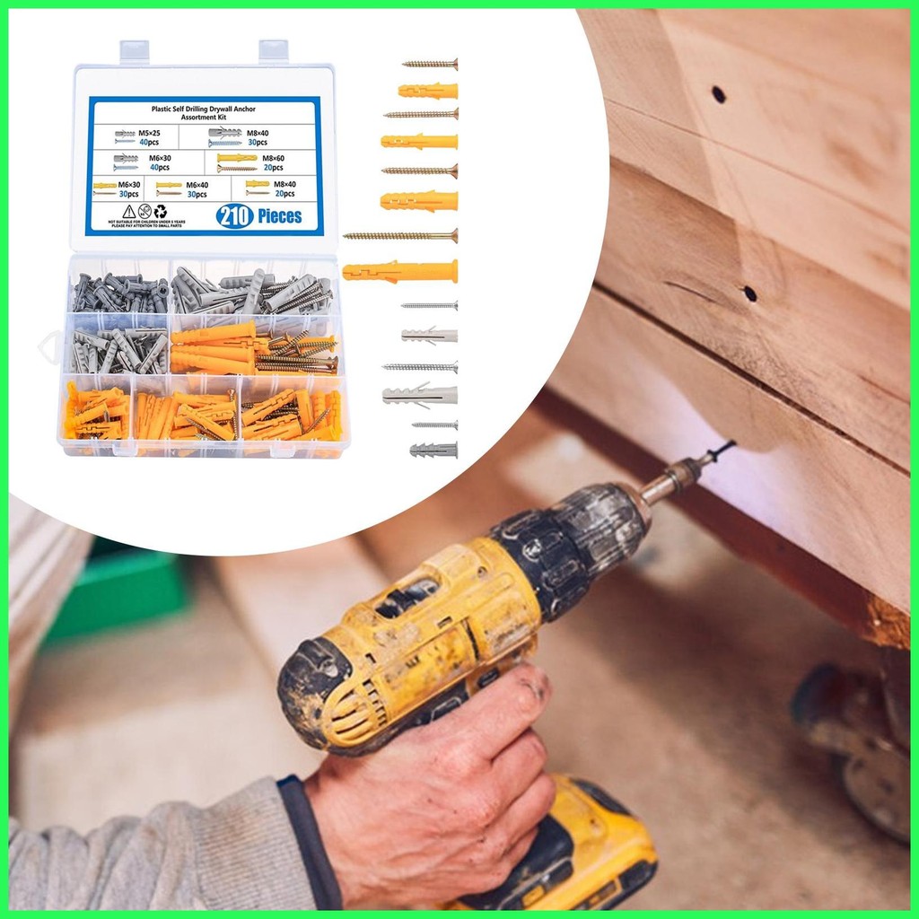 Drywall ขยาย Anchors โลหะ Drywall Anchors 210 ชิ้นสกรูขยายสลับสลักเกลียว Quick Drive Heavy Duty teas