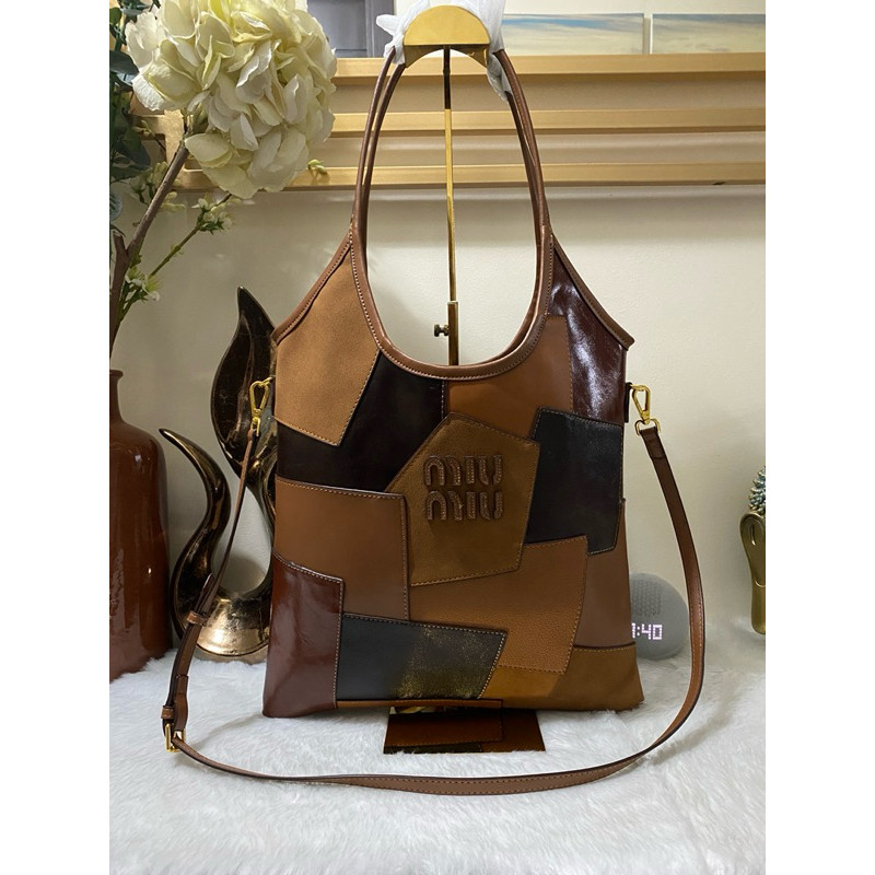 Michaeline Ivy Patchwork กระเป๋าถือหนังแกะลายโทนคอกนัก สไตล์มิว มิว รหัส 5BG231