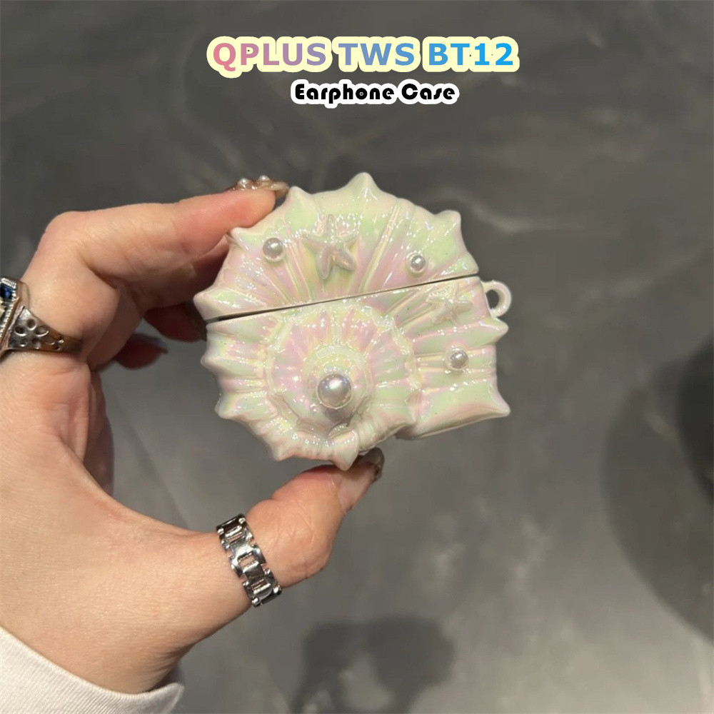 imamuraFor QPLUS TWS BT12 Casing Case Soft Silicone Headphone Case Solid Colour Seashell NO.2