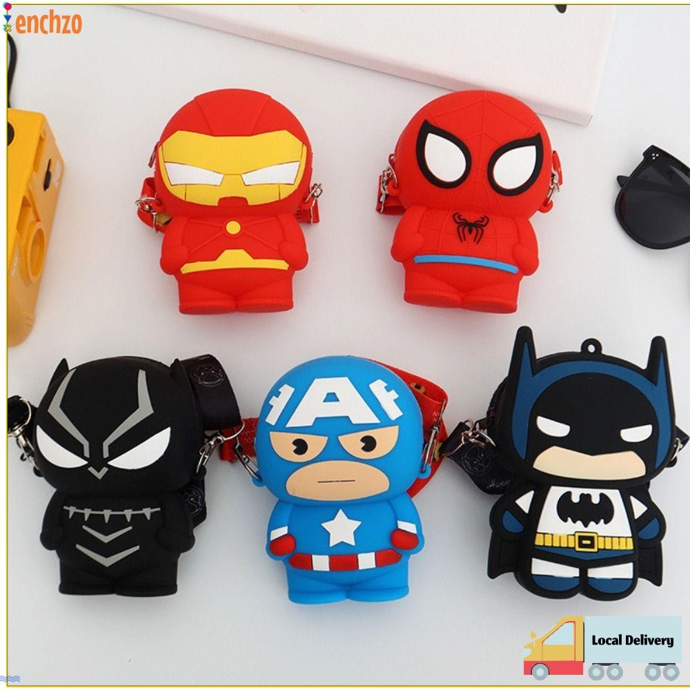 ENCHZO Card Bag, Adjustable Strap Spider Man Crossbody Bag, The Avengers Silicon Children Coin Purse