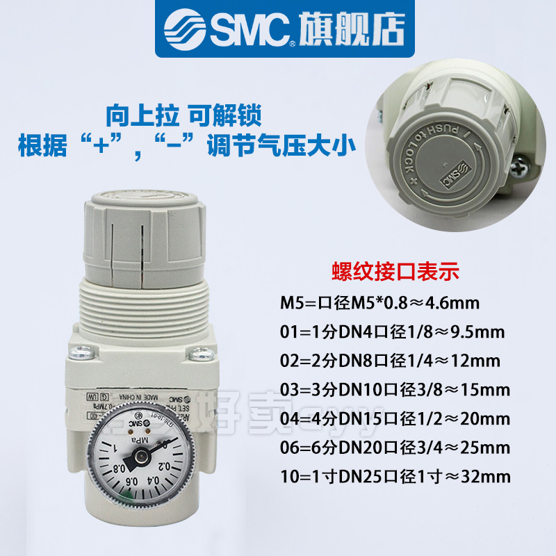 SMC วาล์วลดแรงดันเดิม AR20/AR30/AR40/AR25-02-03-04B/B/H/G/BG/GH-A