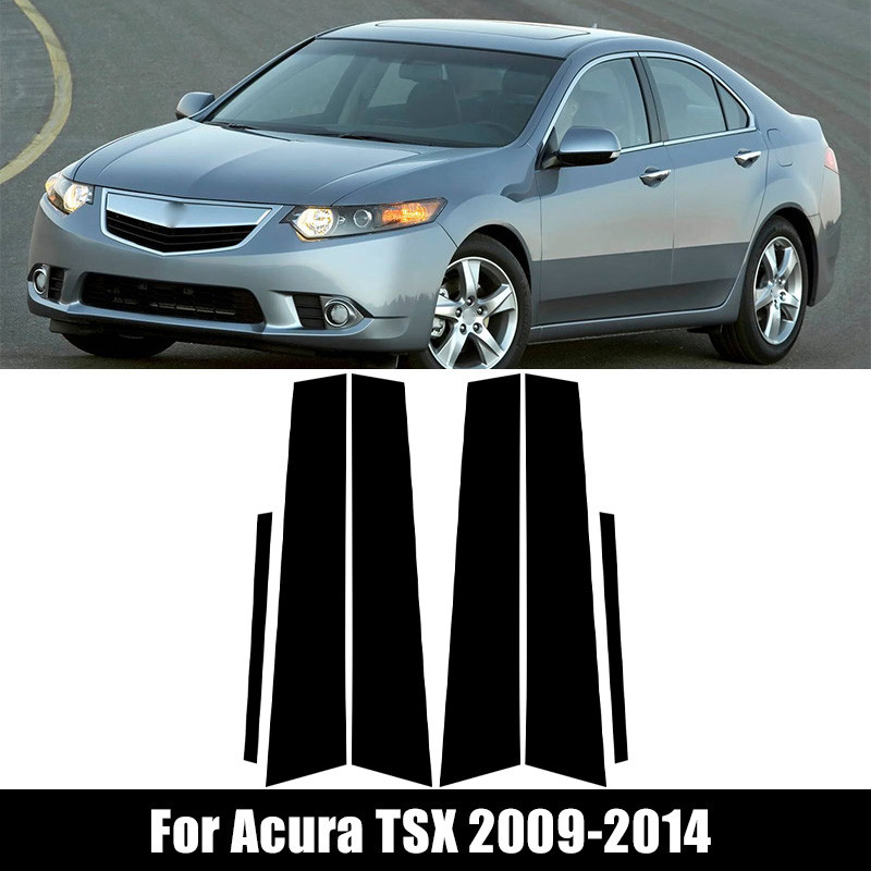 6 ชิ้นรถหน้าต่างประตู BC คอลัมน์เสาโพสต์ฝาครอบ Trim สีดําสําหรับ Acura TSX 2009-2014 สติกเกอร์ตกแต่ง