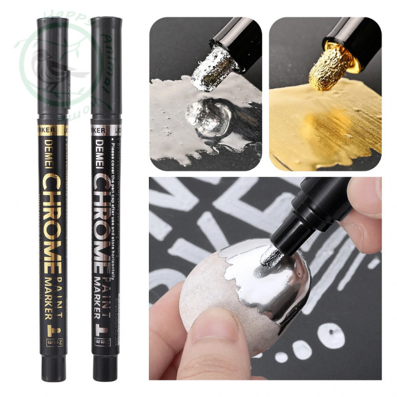 1/2 ชิ้น Chrome Mirror Marker ปากกา DIY สะท้อนแสง 2 มม.ปากกาสี Gold Silver Marker จัดแต่งทรงผมรถไม้พลาสติกหิน Art Craftwork