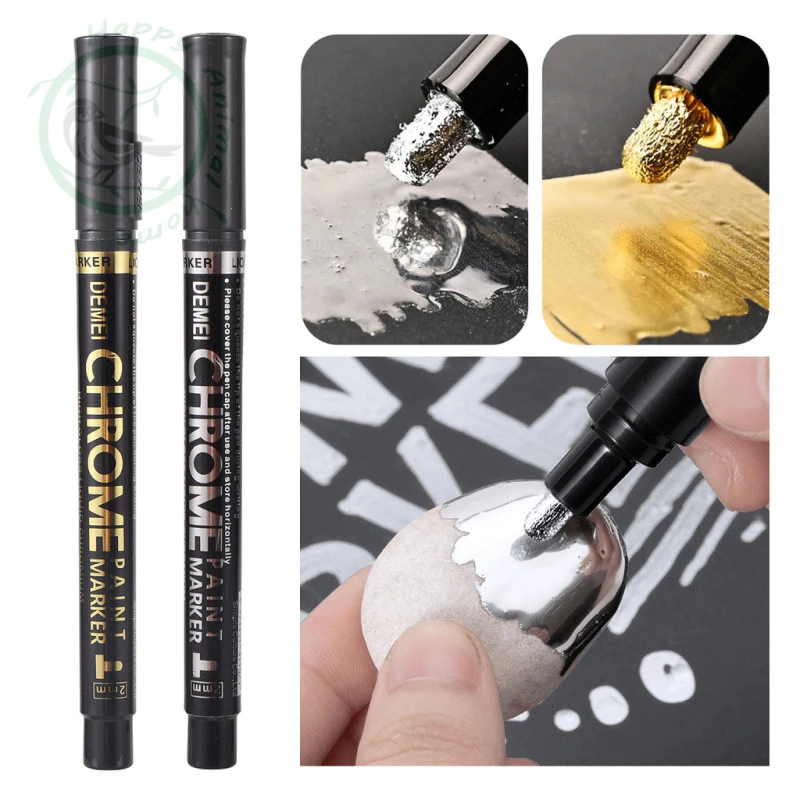 1/2 ชิ้น Chrome Mirror Marker ปากกา DIY สะท้อนแสง 2 มม.ปากกาสี Gold Silver Marker จัดแต่งทรงผมรถไม้พลาสติกหิน Art Craftwork