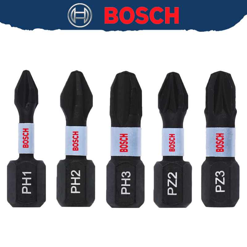 BOSCH Original Impact Control Screwdriver Bit PH1/PH2/PH3/PZ2/PZ3 S2 Modified Steel High Hardness Po