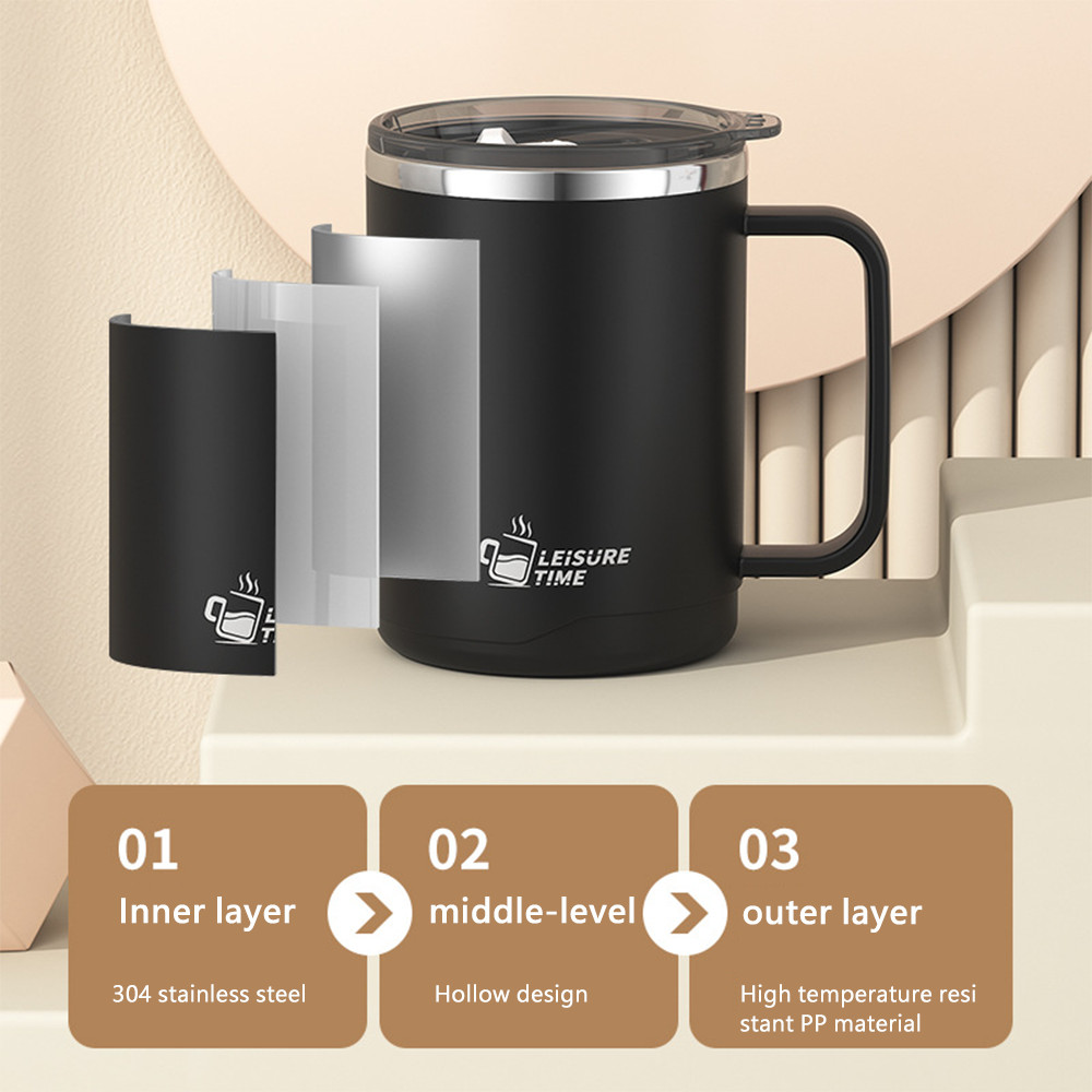 【การจัดส่งไขมัน】แก้วกาแฟสแตนเลส 304 แบบพกพาพร้อมฉนวนกันความร้อน - รูปที่ 2