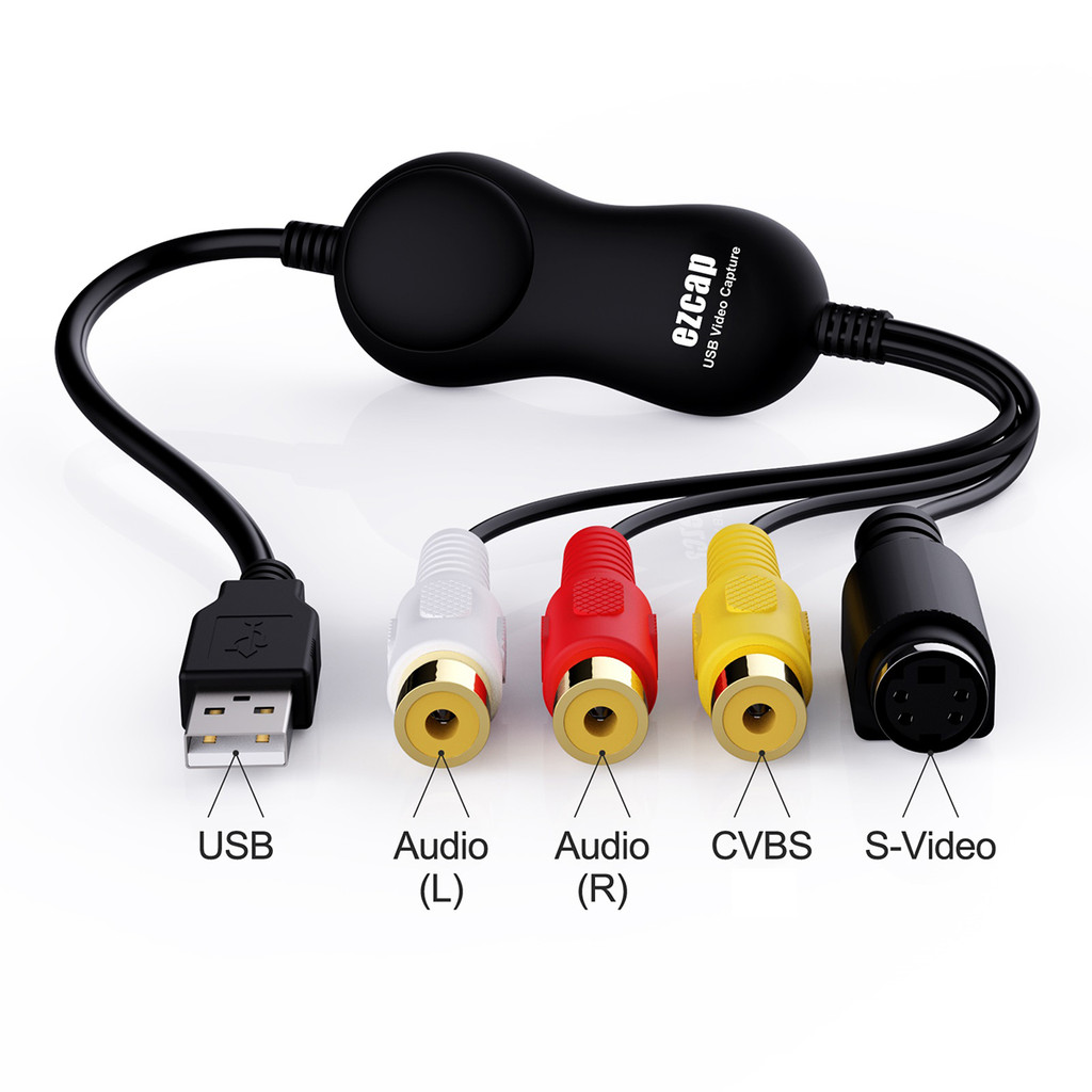 Ezcap158/159/170/172 USB2.0 CBVS S-video RCA AV การ์ดจับภาพวิดีโอสําหรับ DVD VHS V8 Hi8 DVR Player A