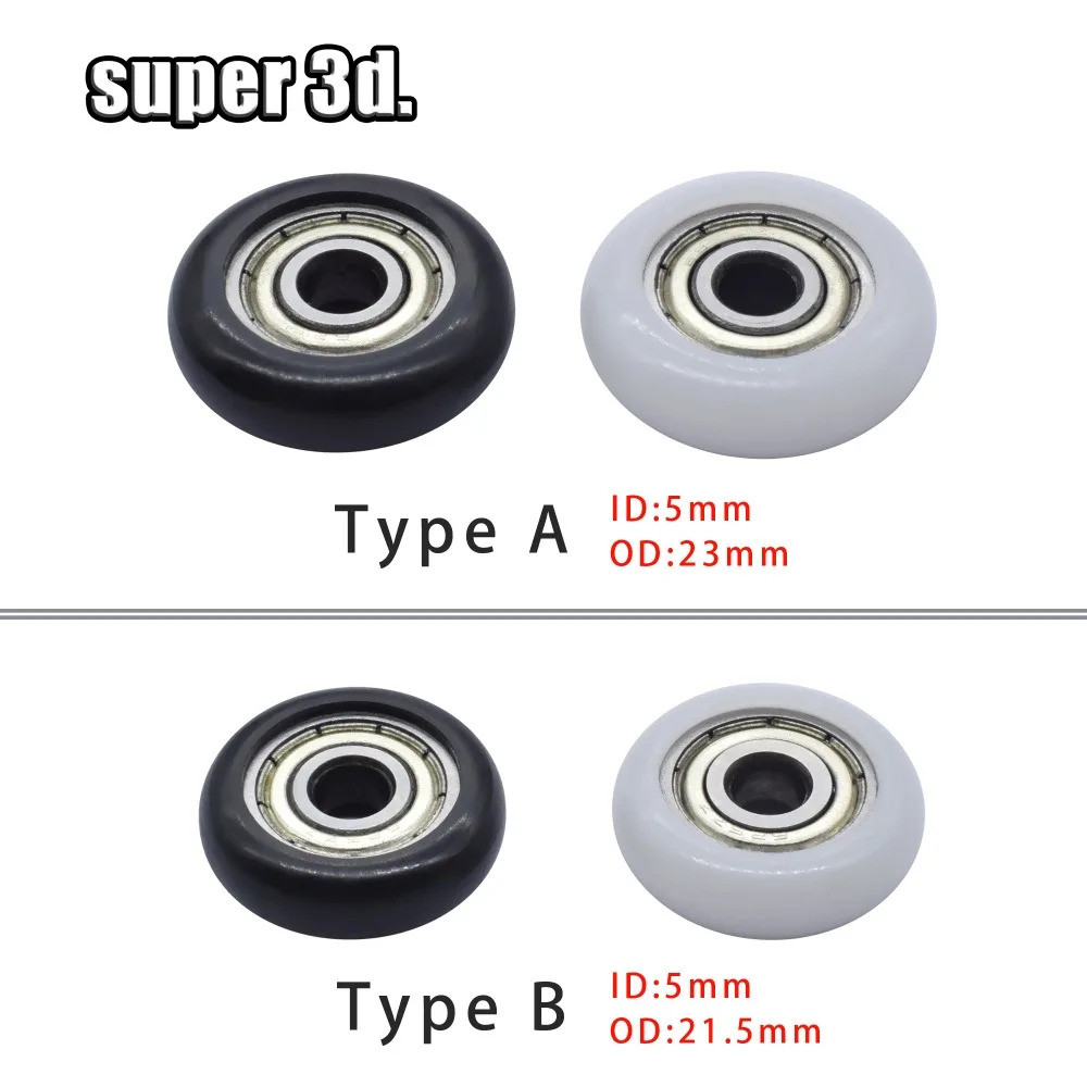 10 ชิ้น/ล็อต Kossel ไนลอนพลาสติก Roller แบริ่งล้อ Pulley delrin POM 5x21.5/23x6 มม. 3D ชิ้นส่วนเครื่