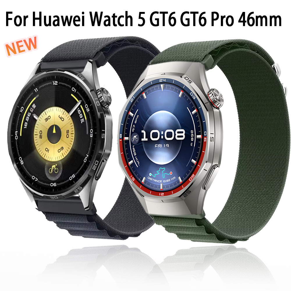22mm18mm Alpine Nylon Loop Strap สําหรับ Huawei Watch GT6/5/4 46 มม.GT 6/5 Pro 46 มม.GT6/5/4 41 มม.สร้อยข้อมือสายรัดข้อมือ