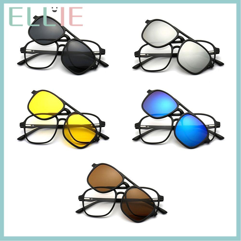 ELLIE ชุดแว่นกันแดดโพลาไรซ์แม่เหล็ก กรอบสี่เหลี่ยม UV400 สไตล์เรโทร สำหรับขี่จักรยานและขับรถ มาพร้อม