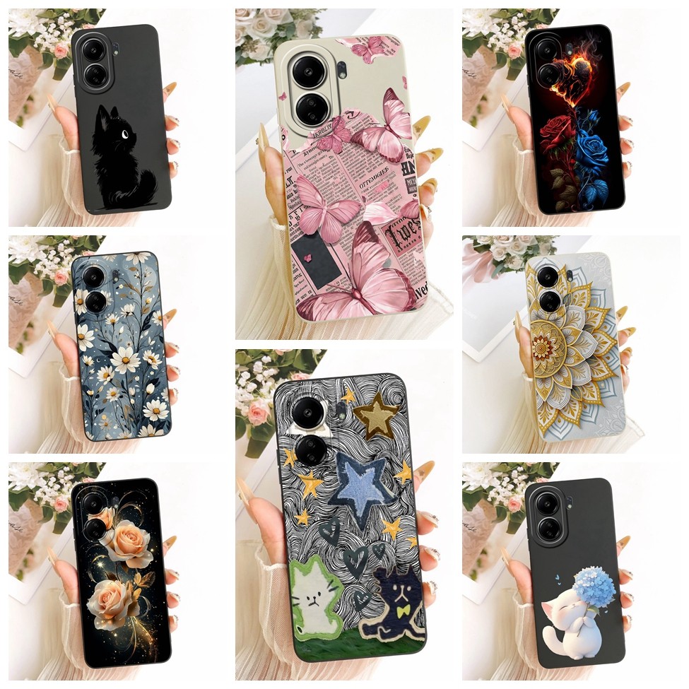 สําหรับ Redmi 13C 4G ฝาครอบความงามแฟชั่นการ์ตูน 2D ทาสีซิลิโคนเคสโทรศัพท์ 23106RN0DA 23100RN82L