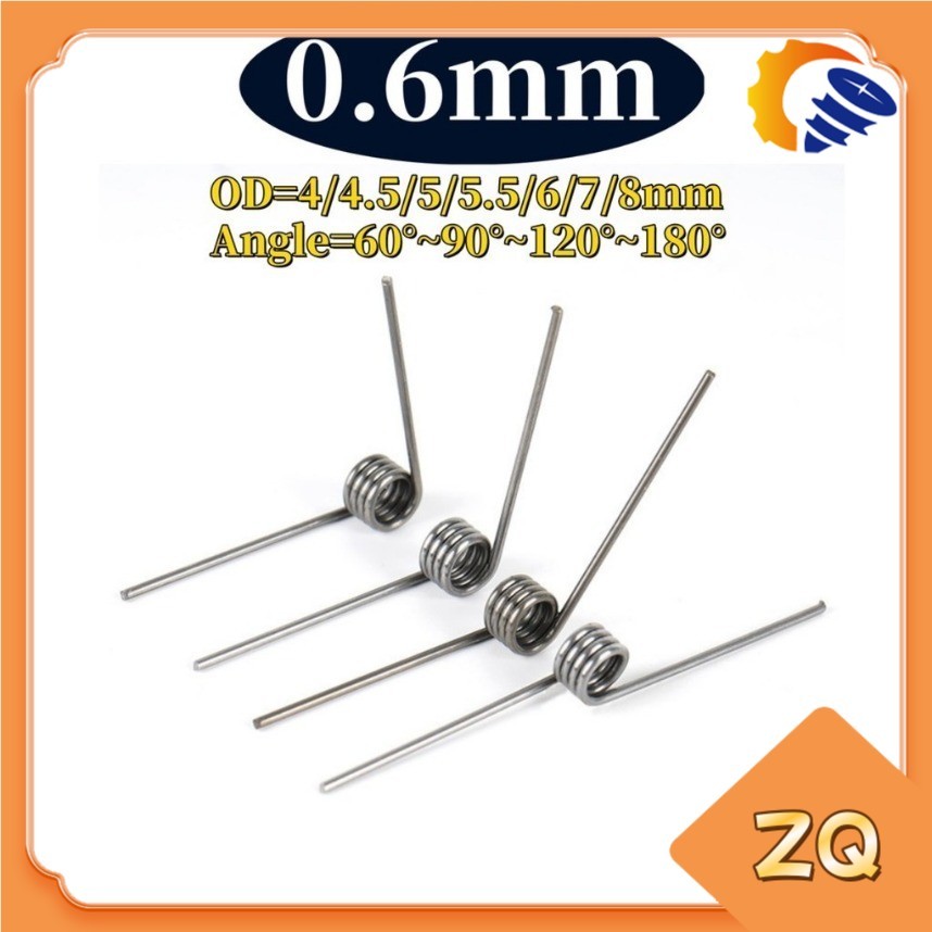Sus304 d0.6mm OD4/4.5/5/5.5/6/7/8mm V-shaped spiral torsion spring มุม 60/90/120/180 องศาZQ-MB