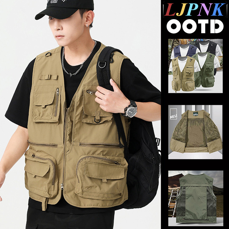 เสื้อยูทิลิตี้สำหรับผู้ชาย ออกแบบมาเพื่องานกลางแจ้ง หลายกระเป๋า แห้งไวและระบายอากาศได้ดี สวมใส่ขณะตกปลาและถ่ายภาพ