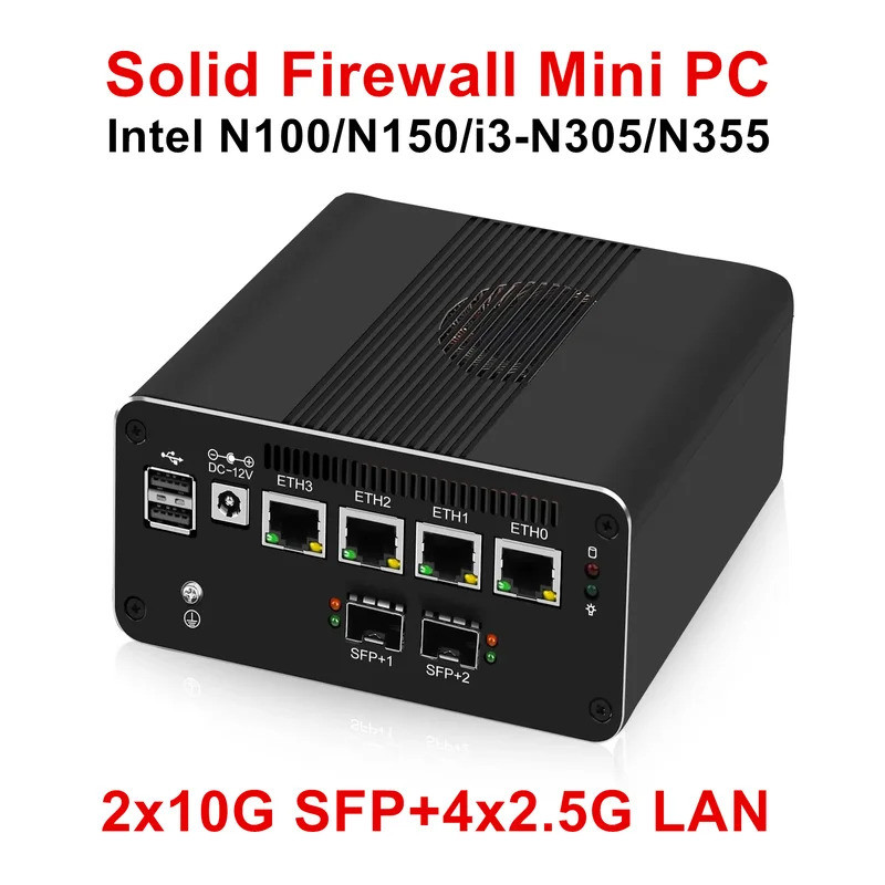 Topton Firewall Mini PC 2x10G SFP+ Intel i3-N355 N305 N150 N100 4xi226-V 2.5G LAN DDR5 NVMe Proxmox 