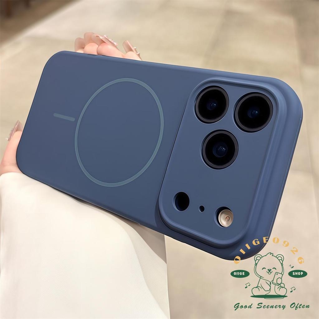 เคส iPhone17 สีส้ม ป้องกันการล่มสลายของเหลวดึงดูดแม่เหล็ก เคสโทรศัพท์ iphone17 Pro Max 16 ปลอกสําหรับเคส iPhone ซิลิโคนนุ่ม TPU กันกระแทก