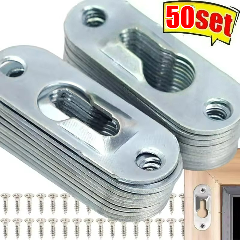 Secure Snap Keyhole Picture Hanger - ระบบยึดโลหะพร้อมสกรู - สําหรับกรอบรูปและการติดตั้งผนังกระจก