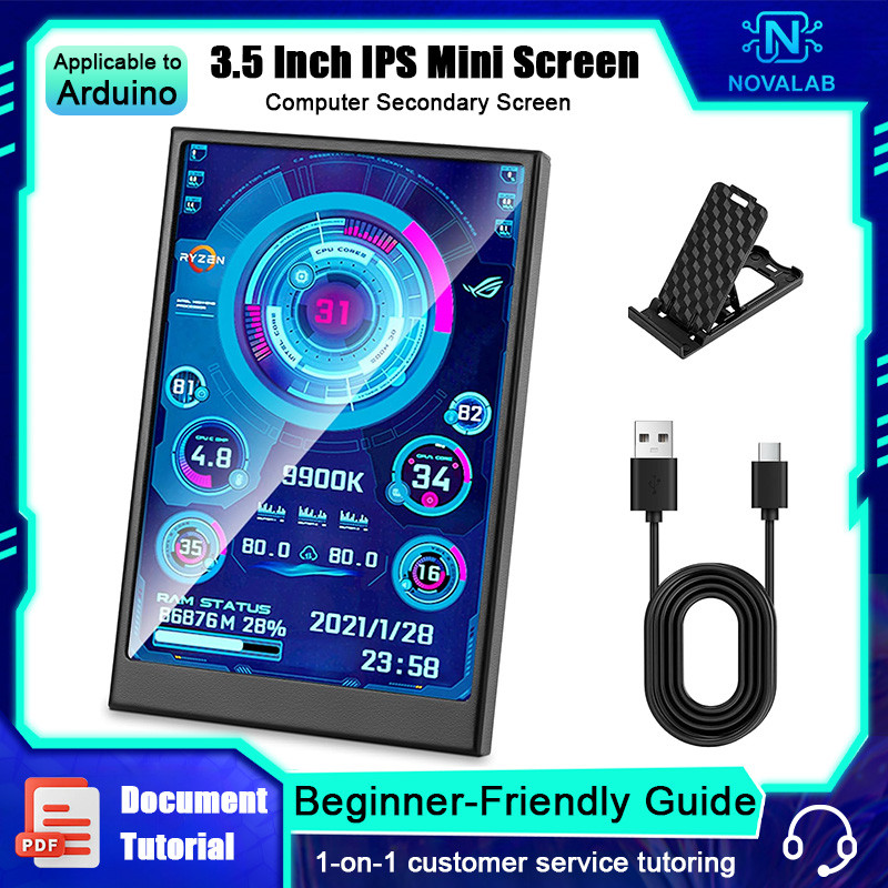 NovaLab 3.5 IPS USB Mini Screen Display พร้อม AIDA64 CPU RAM Data Monitor ประสิทธิภาพอุณหภูมิแบบเรีย