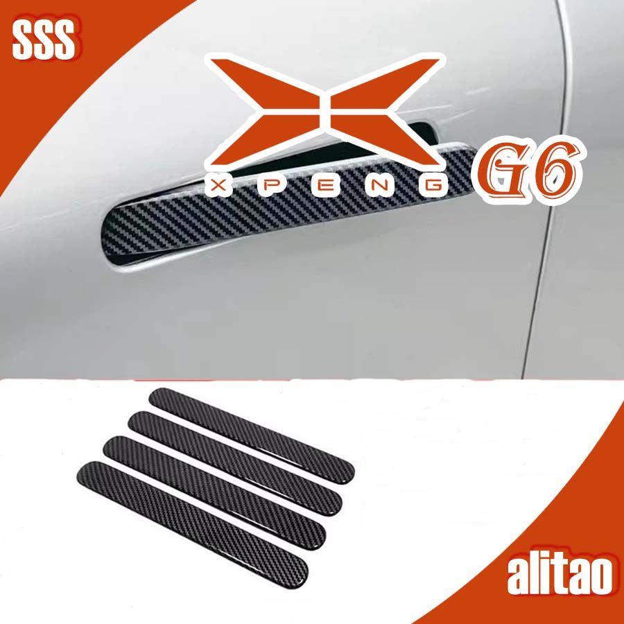 [READY]XPENG G6 Carbon Fiber Pattern Car Door Handle Sticker Body Kit XPENG G6 EV Car Decoration Acc