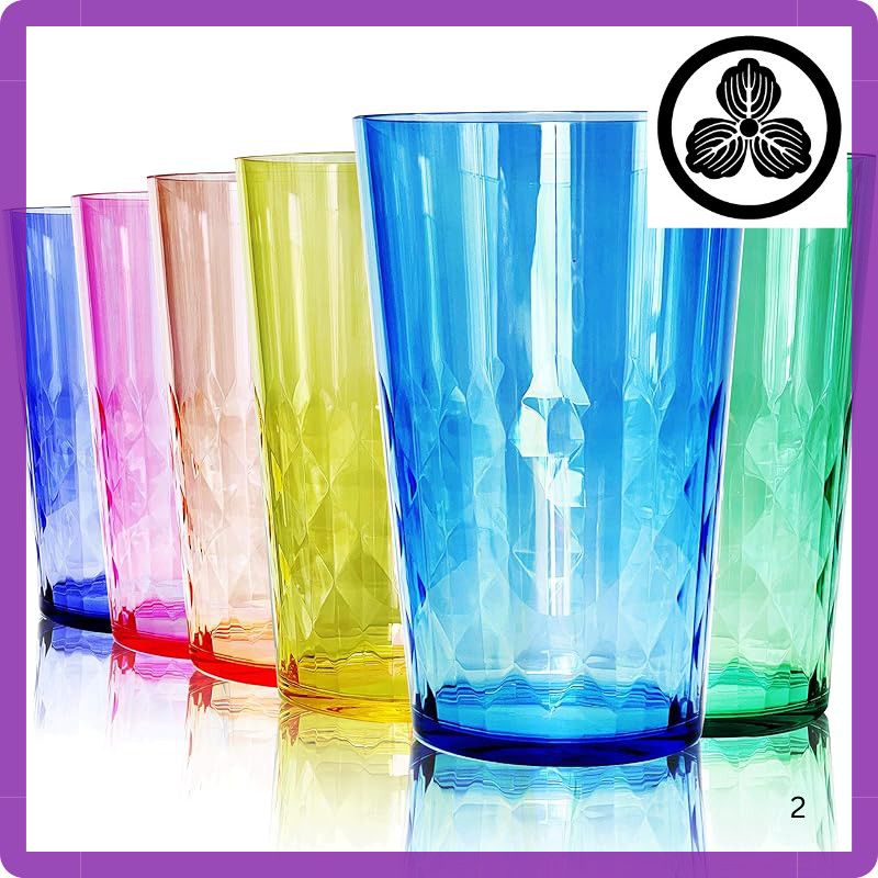 SCANDINOVIA [Made in Japan] 570ml Unbreakable Glass with Diamond Design - Set of 6 - Unbreakable Pla