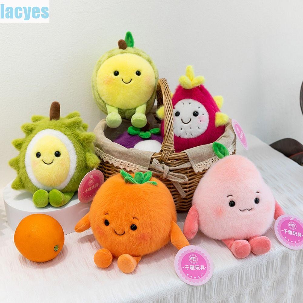 LACYES Fruit Peach Plush Doll, Hami melon Fluffy Durian Plush Toy พวงกุญแจ, น่ารักหอม Comfort การ์ตู