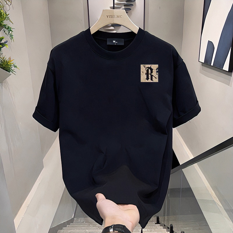 เสื้อยืดผู้ชายแขนสั้น สไตล์อินเทรนด์ ผ้าฝ้ายแท้ สวมใส่ง่ายและเบาสบาย เหมาะสำหรับฤดูร้อนและสไตล์แฟชันnable