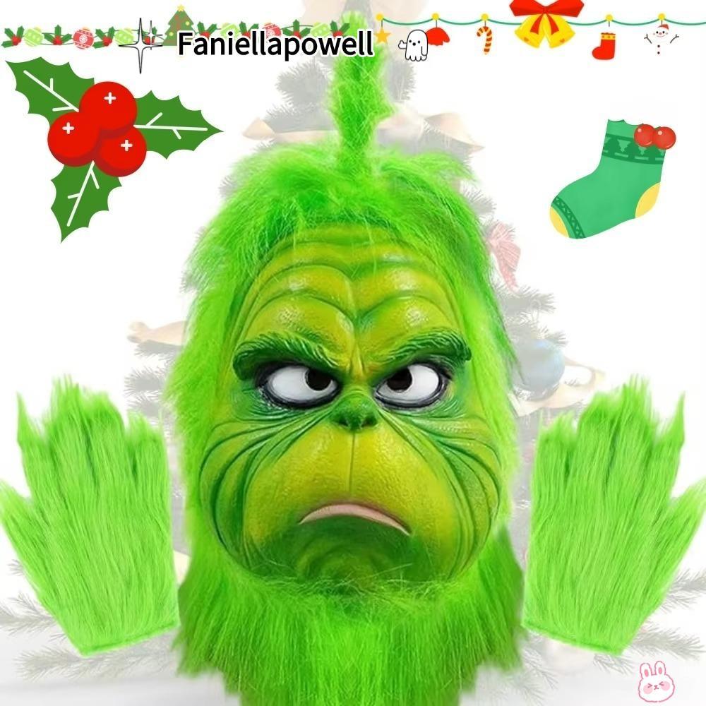 FANIELLAPOWELL Grinch , อะนิเมะ Latex Grinch หมวก, Fur Freak Masquerade Grinch Masque Party Supplies