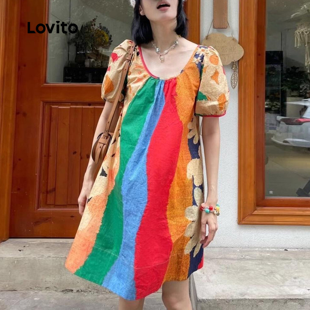 Lovito ชุดเดรสลําลองลายทาง บล็อกสี สําหรับผู้หญิง LNA101002 - รูปที่ 3