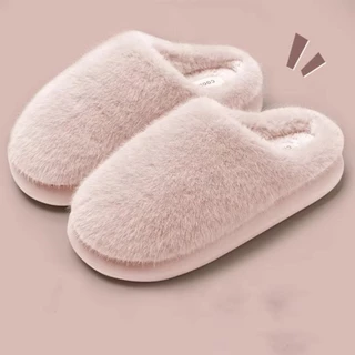 OKONO รองเท้าแตะอุ่นสำหรับฤดูหนาว ออกแบบเหมือนตุ๊กตา ด้านในปิดด้วยขน faux ผ้าฝ้ายกันลื่น นุ่มสบาย สินค้าคุณภาพสูงสำหรับทั้งผู้หญิงและผู้ชาย