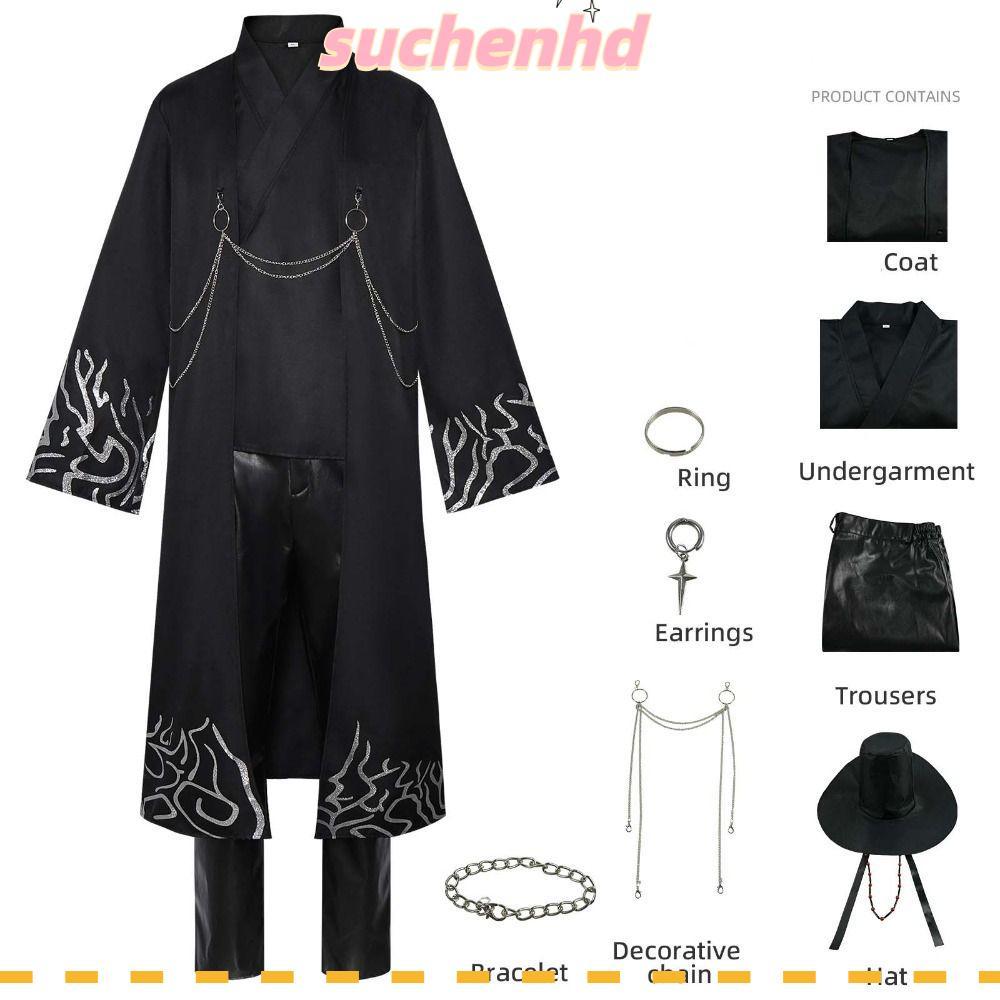 SUCHENHD Kpop Demon Hunters เครื่องแต่งกาย สไตล์Anime สีดำ หมวก Cosplay Jinu ชุดCosplay สำหรับการแสด