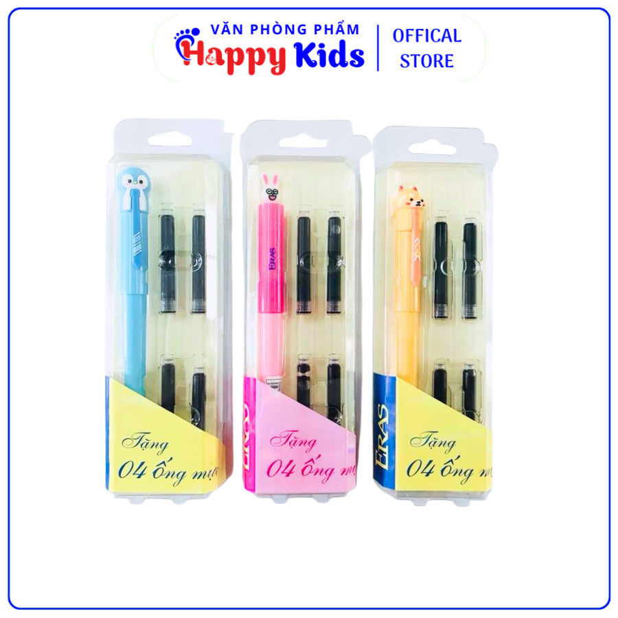 Eras E008 Fountain Pen รูปแบบปากกาน่ารักมาพร้อมกับ 4 ถังหมึกสําหรับ VPP HAPPY KIDS นักเรียน