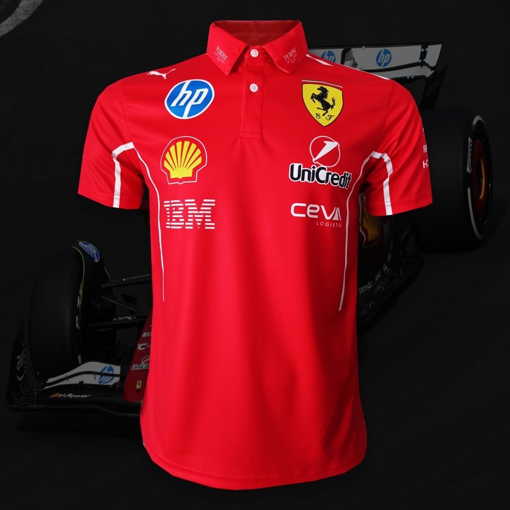 Baju F1 เสื้อโปโล Formula One Team Ferrari Jersey 2025 พัดลมรุ่น FM0112 Size